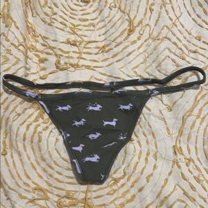 Green Thong with White Animal Print